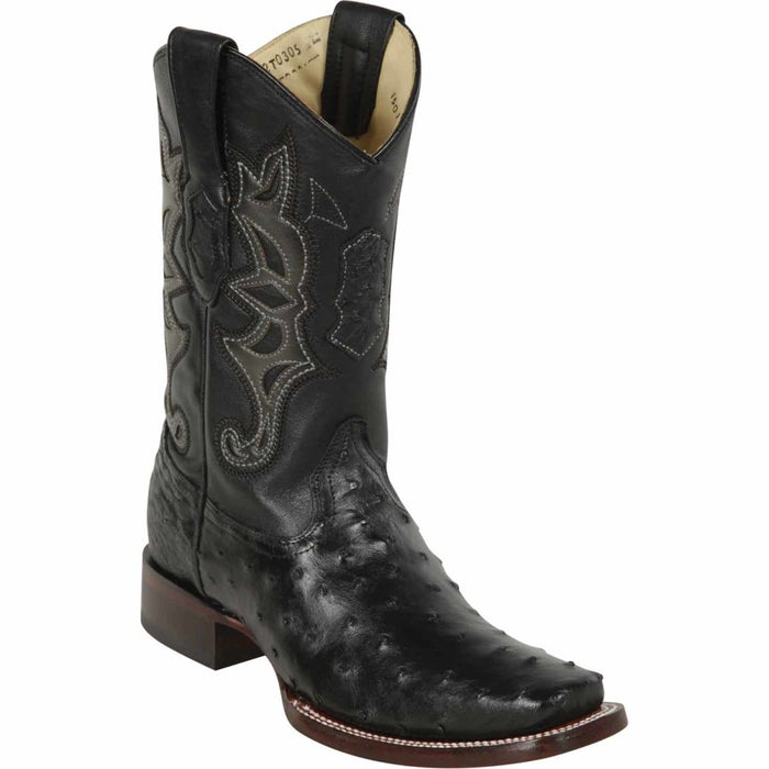 Men's Los Altos Genuine Ostrich Square Toe Boots - Black