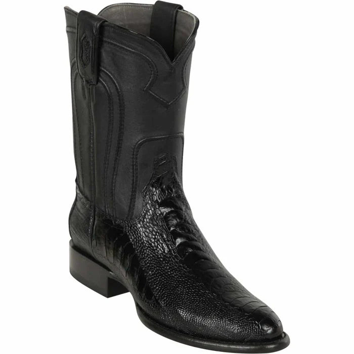 Botas de pata de avestruz con punta de cuerda Los Altos Original para hombre, color negro