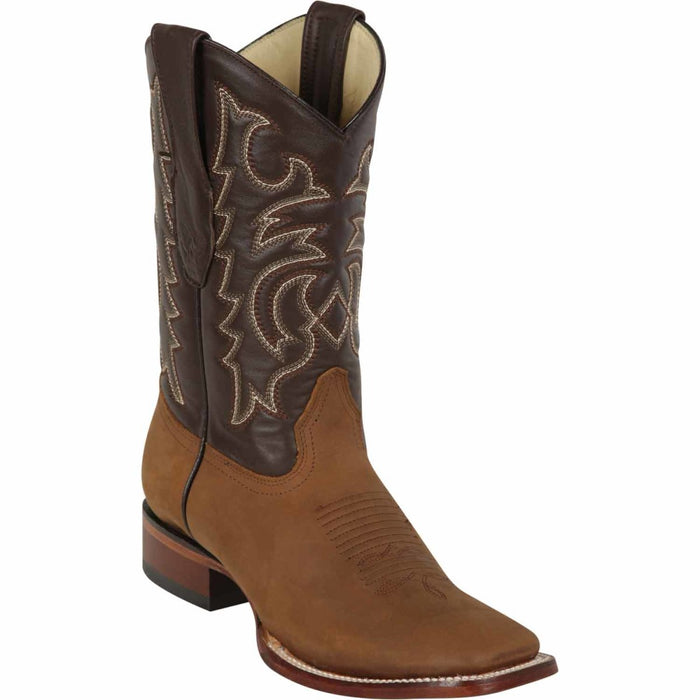 Men's Los Altos Wide Square Toe Crazy Leather Boots - Tan
