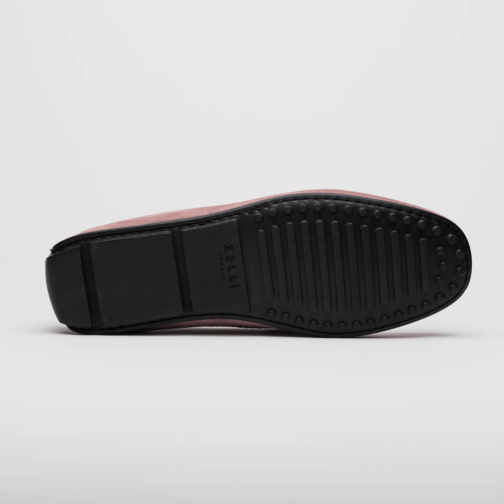 Zelli Monza Suede and Caiman Crocodile Driving Shoes in Candy