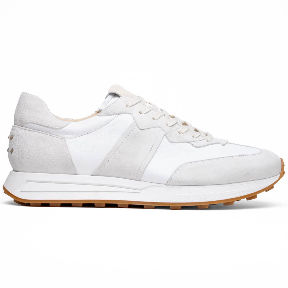 Zelli Roxi Italian Suede and Calfskin Luxury Sneaker in White
