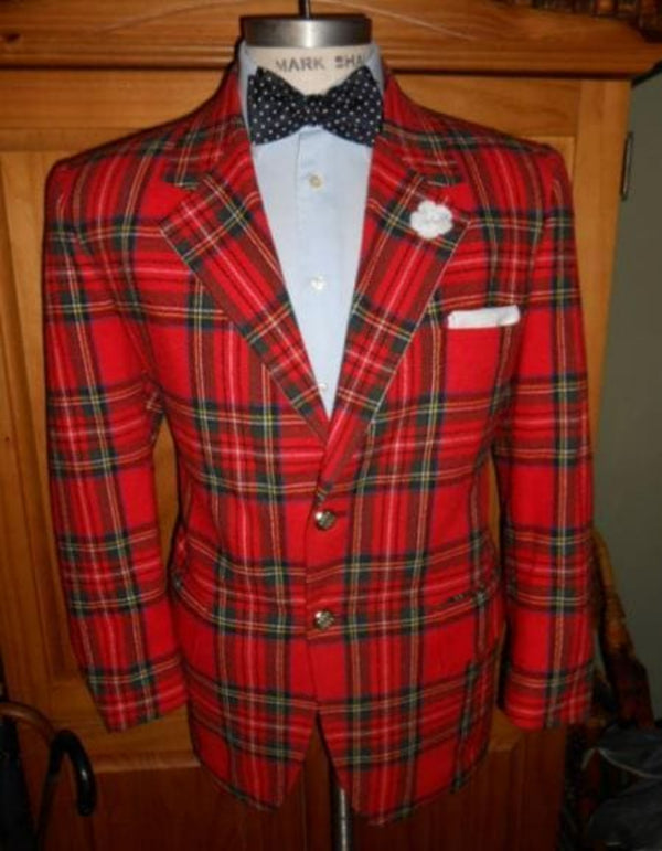 Green Blazer - Big and Tall Plait Sport Coat - Windowpane Checkered Scottish English Pattern Party Blazers Color Green and Blue Tartan