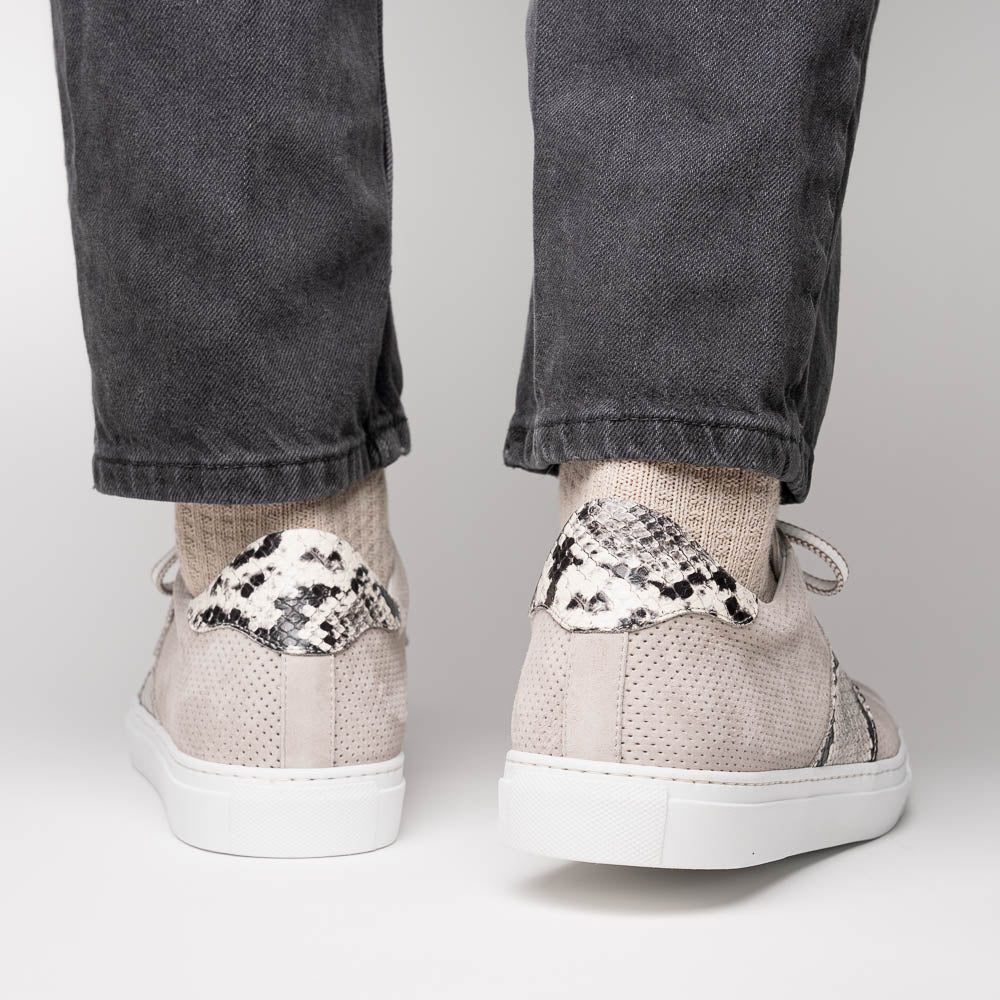 Zelli Olympias Python and Sueded Goatskin Luxury Sneakers in Grey