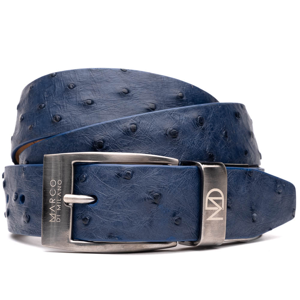 Marco Di Milano Domenico Belt Navy Leather Loafers