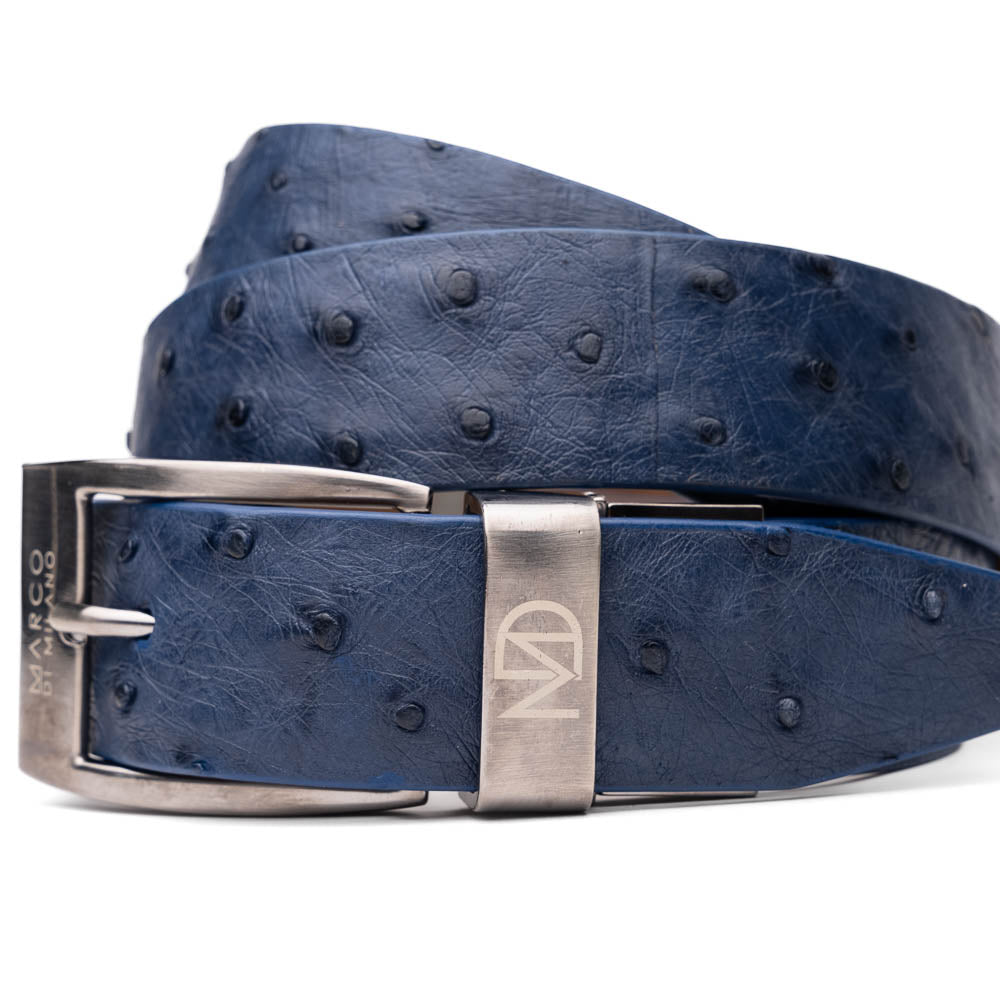 Marco Di Milano Domenico Belt Navy Leather Loafers