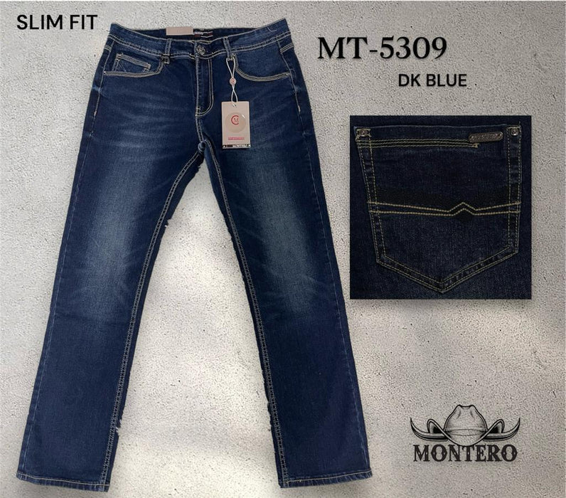 Pantalón Vaquero Montero Jeans de Mezclilla Stretch Slim Fit