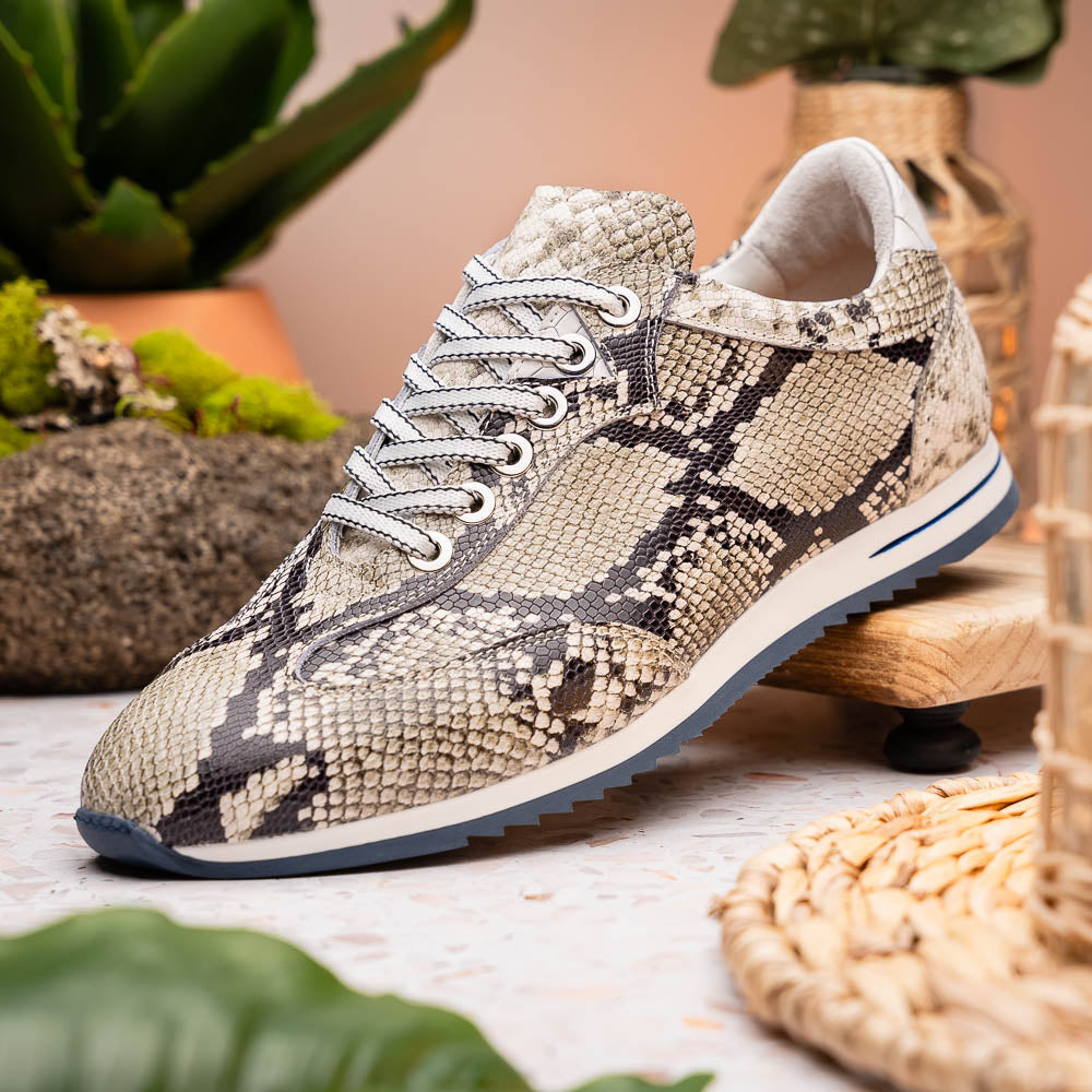 Zelli Peri Python-Embossed Calfskin Sneakers in Black / White