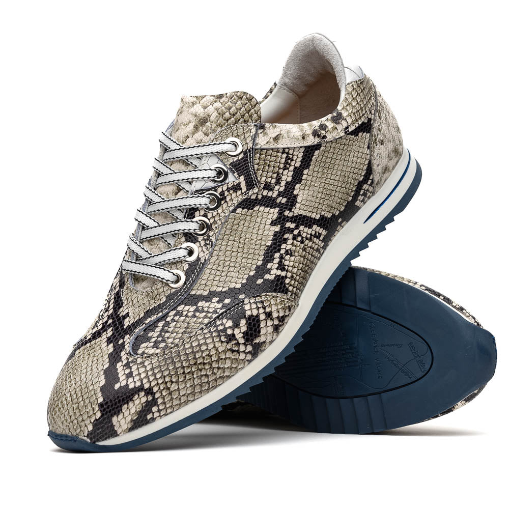 Zelli Peri Python-Embossed Calfskin Sneakers in Black / White