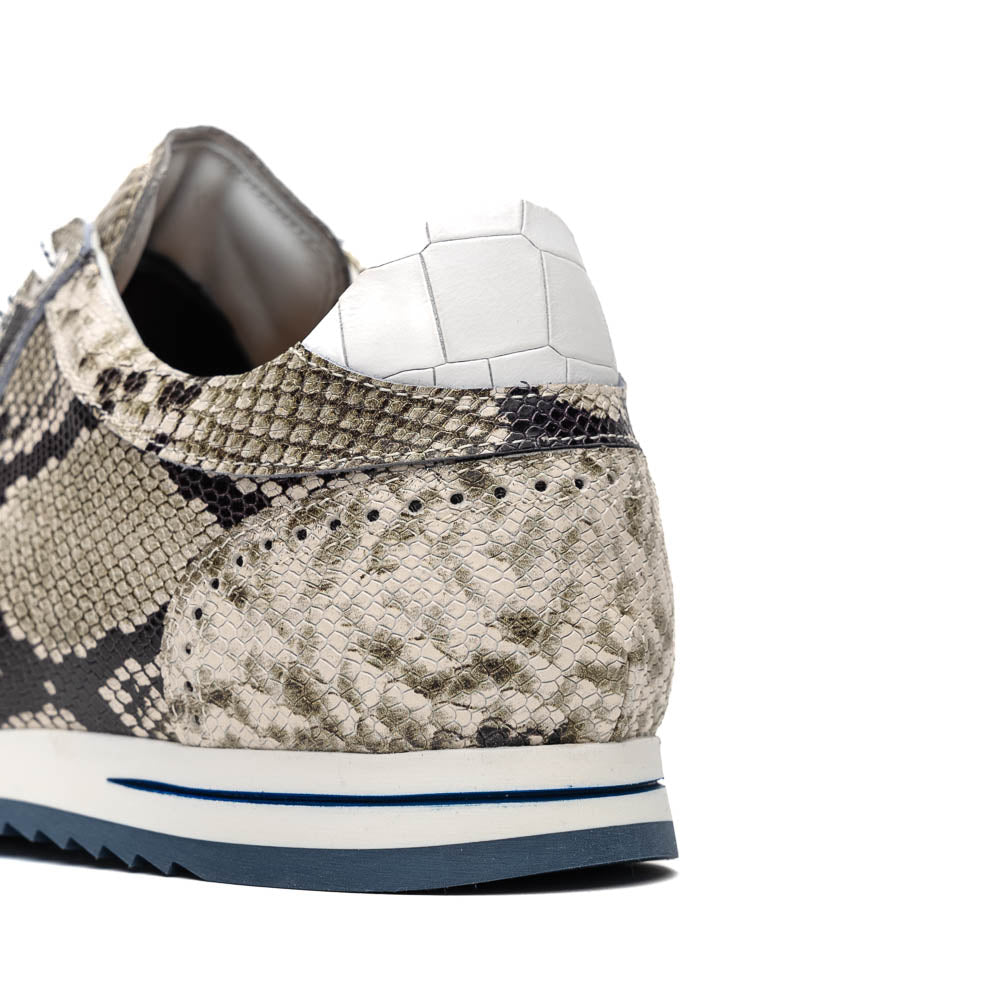 Zelli Peri Python-Embossed Calfskin Sneakers in Black / White
