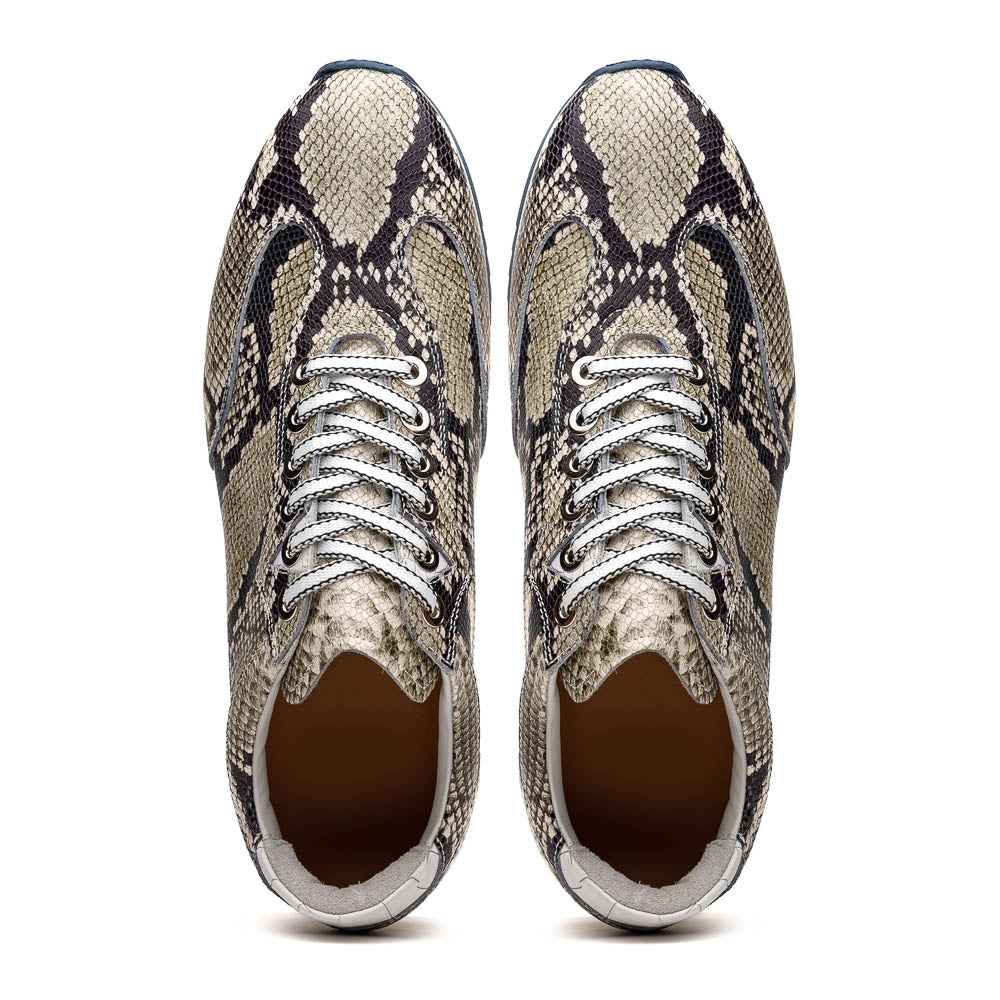 Zelli Peri Python-Embossed Calfskin Sneakers in Black / White