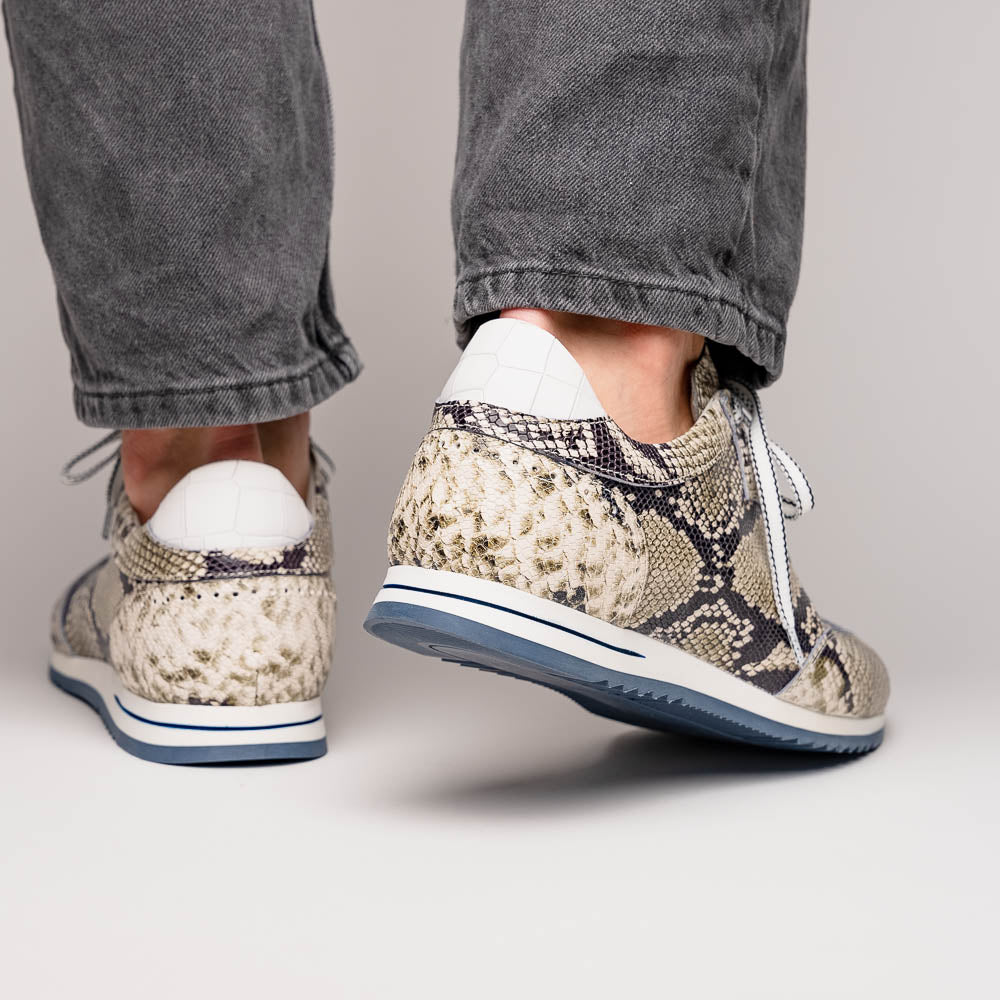 Zelli Peri Python-Embossed Calfskin Sneakers in Black / White