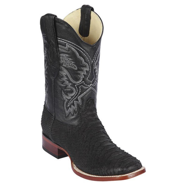 mens black suede boots - Suede Black Python Cowboy Boots