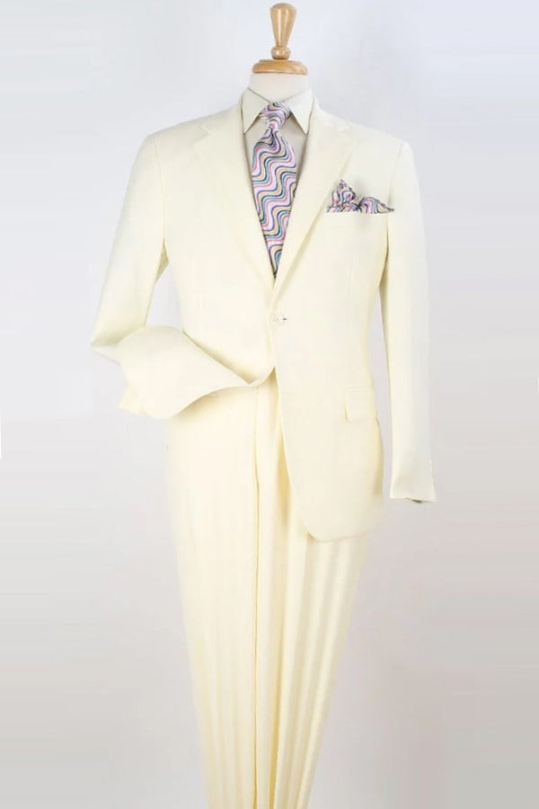 Apollo King Suit - Apollo King "Modern Fit Two Button Men's Poplin Suit in Ivory - Basic Style"