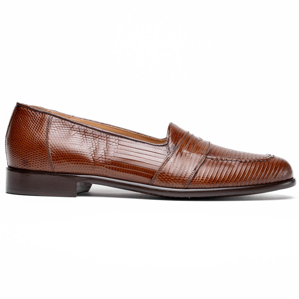 Zelli Rossi Genuine Teju Lizard Apron Toe Slip-On Loafer in Cognac