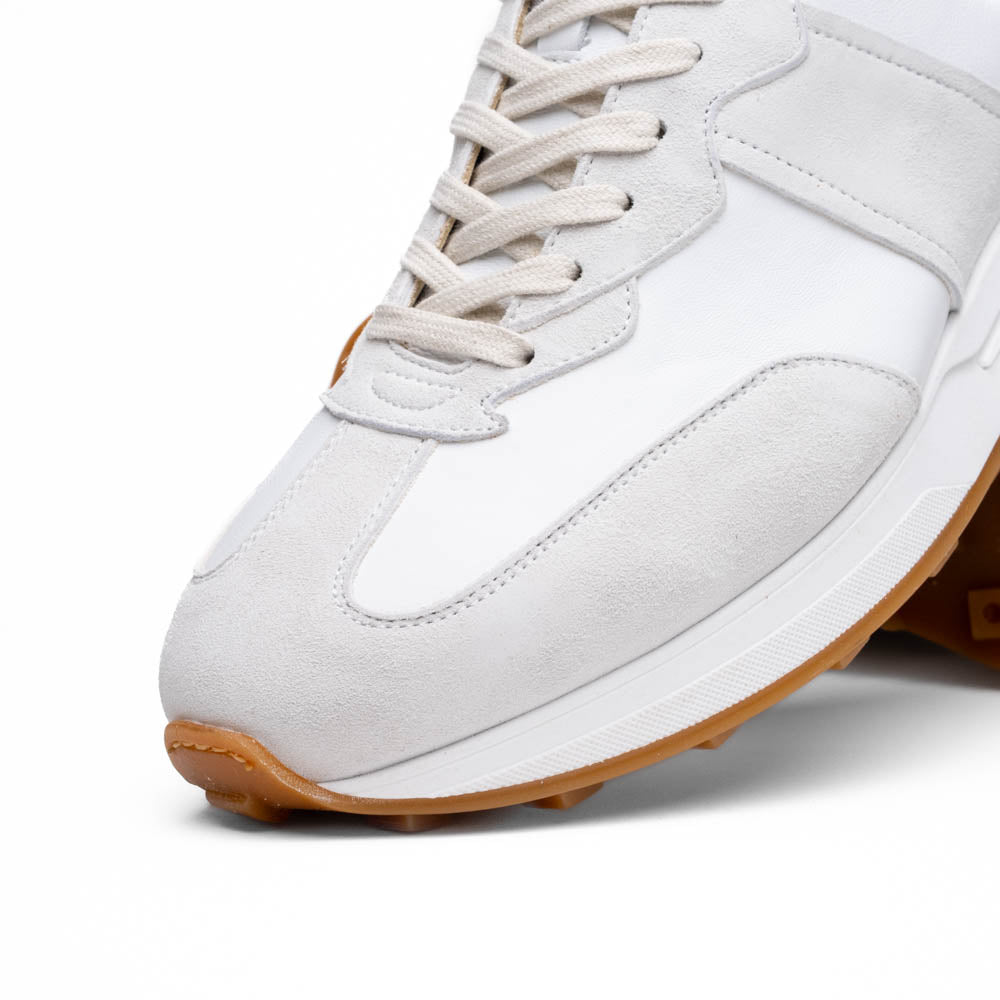 Zelli Roxi Italian Suede and Calfskin Luxury Sneaker in White