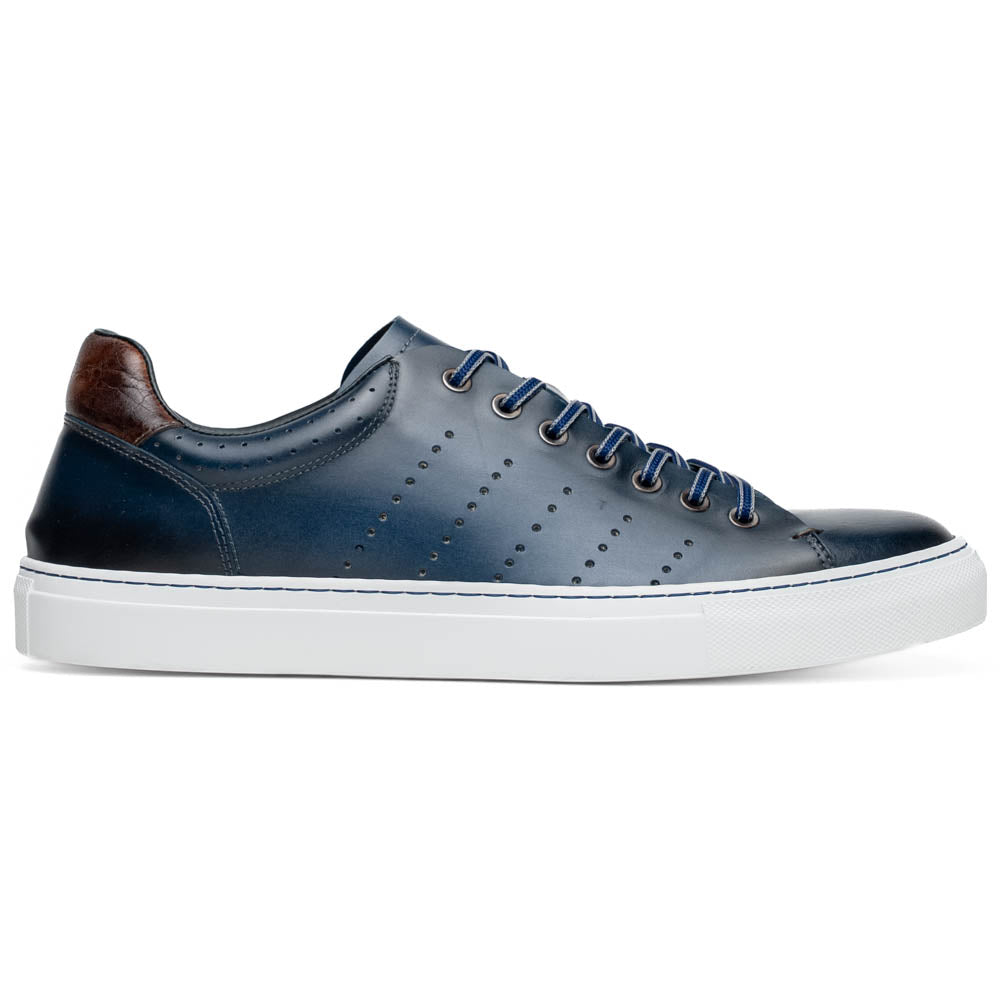 Zelli Russo Navy Calfskin and Crocodile Luxury Fashion Sneakers