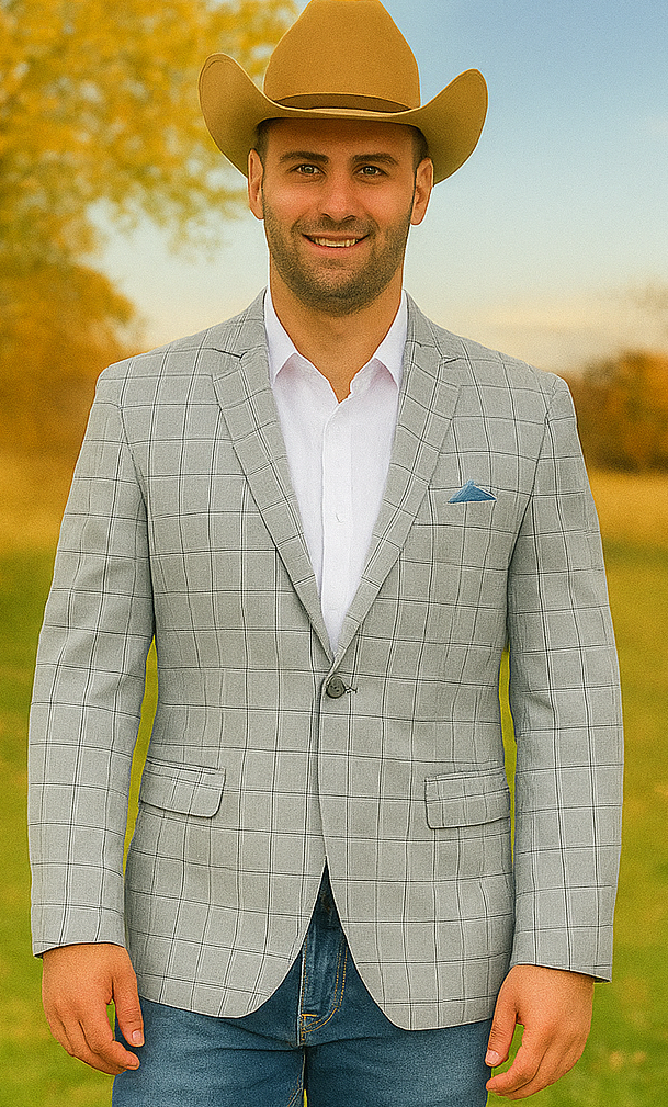 Saco vaquero - Chaqueta deportiva estilo western - Blazer estilo western - Chaqueta deportiva de cuadros con dos botones para hombre