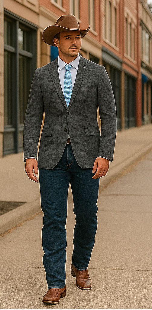 Saco vaquero - Western Sport Coat - Western Blazer- Mens Slim Fit Half Canvas Patch Pocket Summer Cotton Blazer In Charcoal G