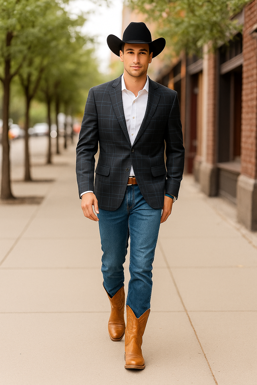 Saco vaquero - Western Sport Coat - Western Blazer - Men's Two Button Regular Fit Double Windowpane Plaid Blazer