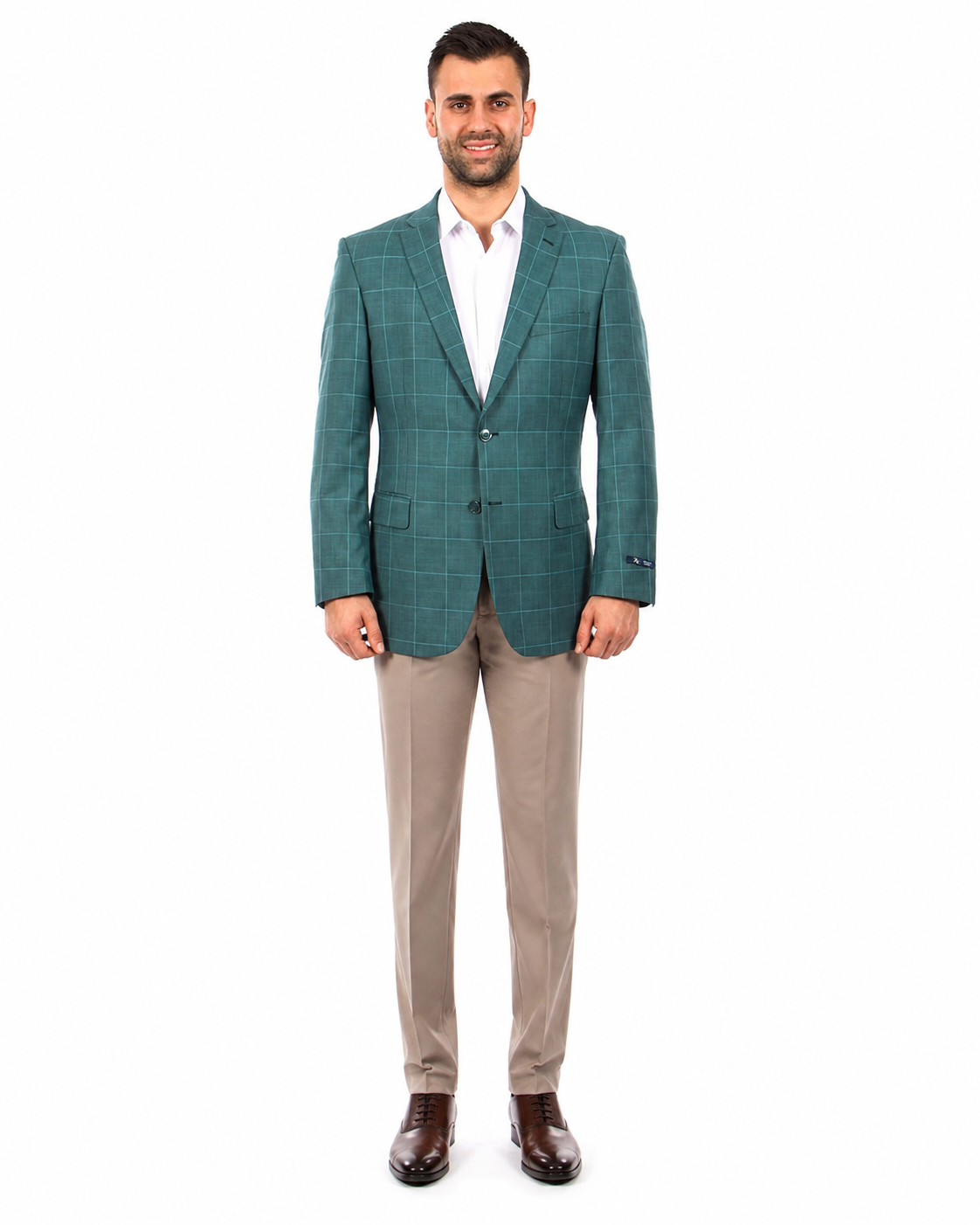 Saco vaquero - Chaqueta deportiva estilo western - Blazer estilo western - Chaqueta deportiva verde a cuadros con dos botones para hombre