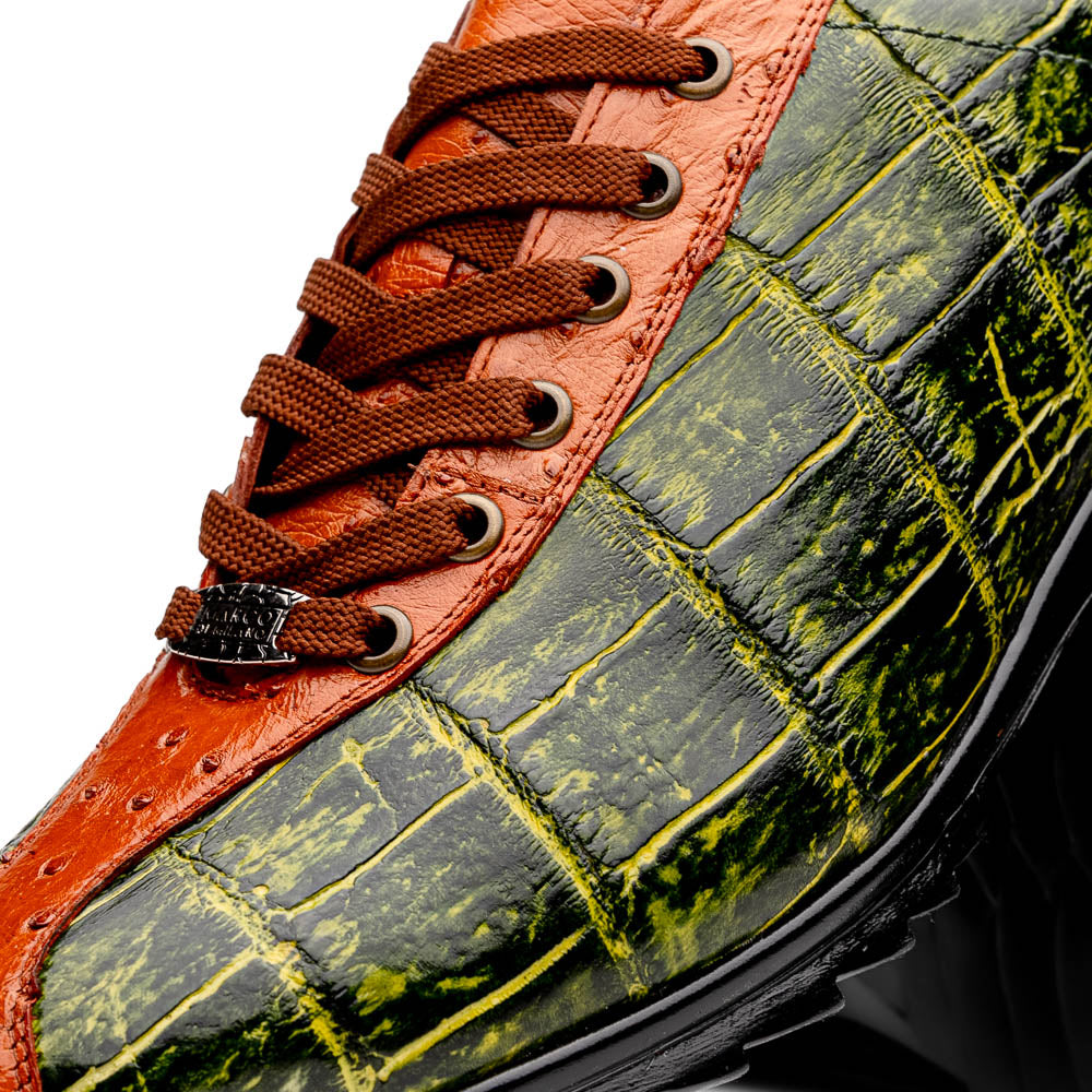 Marco_Di_Milano Saulo: Green & Cognac Leather Shoe
