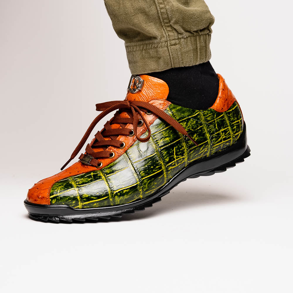 Marco_Di_Milano Saulo: Green & Cognac Leather Shoe