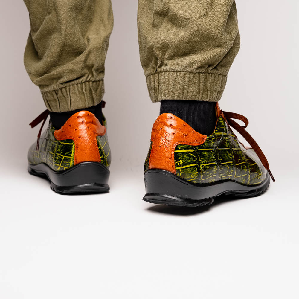 Marco_Di_Milano Saulo: Green & Cognac Leather Shoe