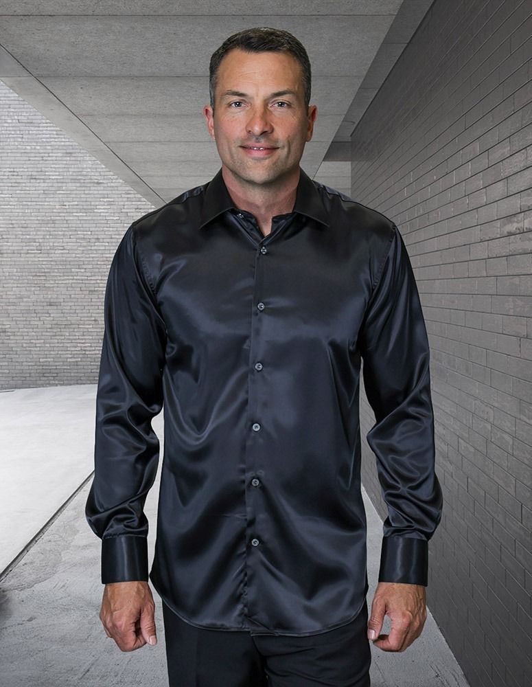 statement-men-s-long-sleeve-woven-shirt-solid-color-satin
