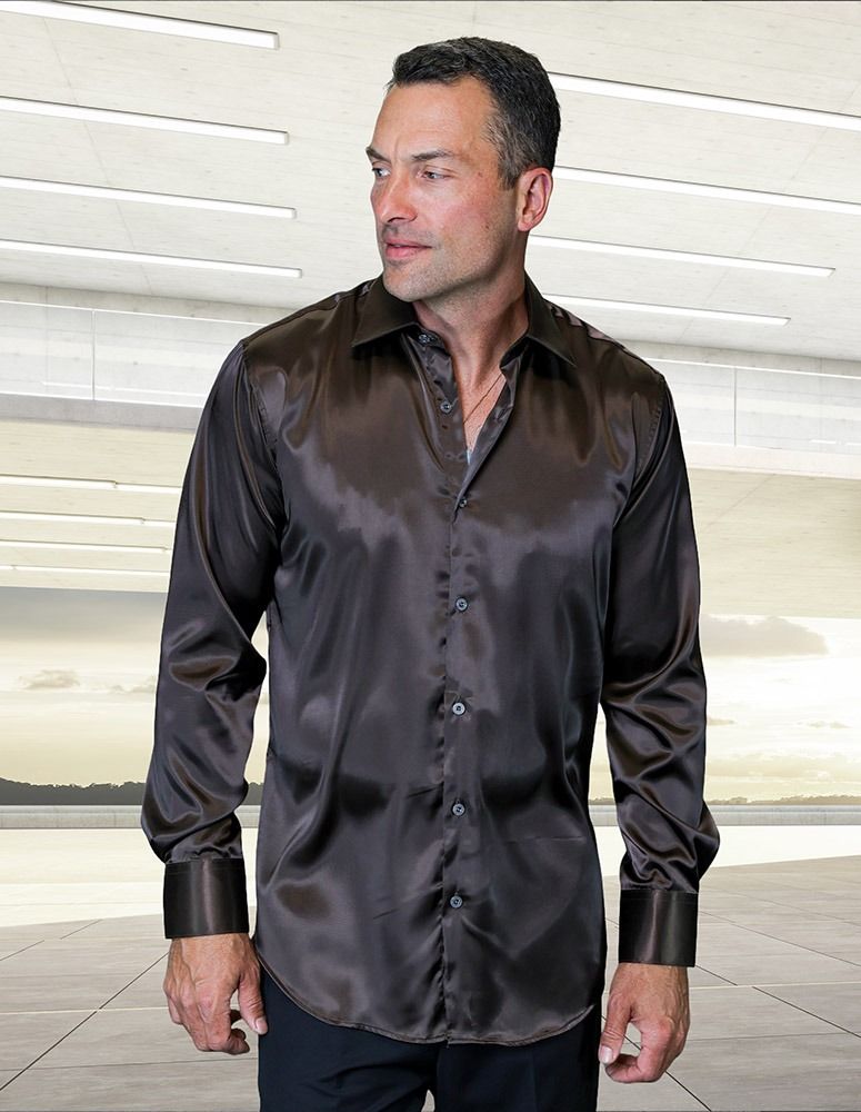statement-men-s-long-sleeve-woven-shirt-solid-color-satin