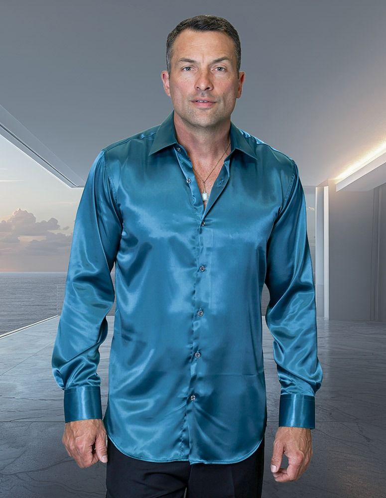 statement-men-s-long-sleeve-woven-shirt-solid-color-satin