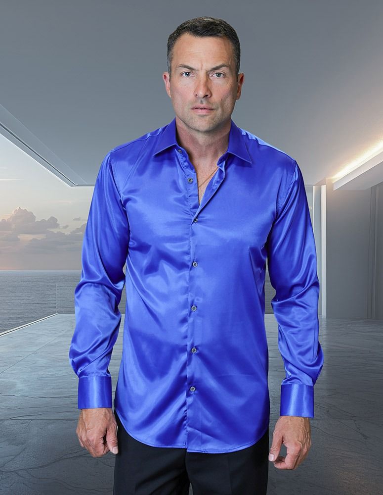 statement-men-s-long-sleeve-woven-shirt-solid-color-satin