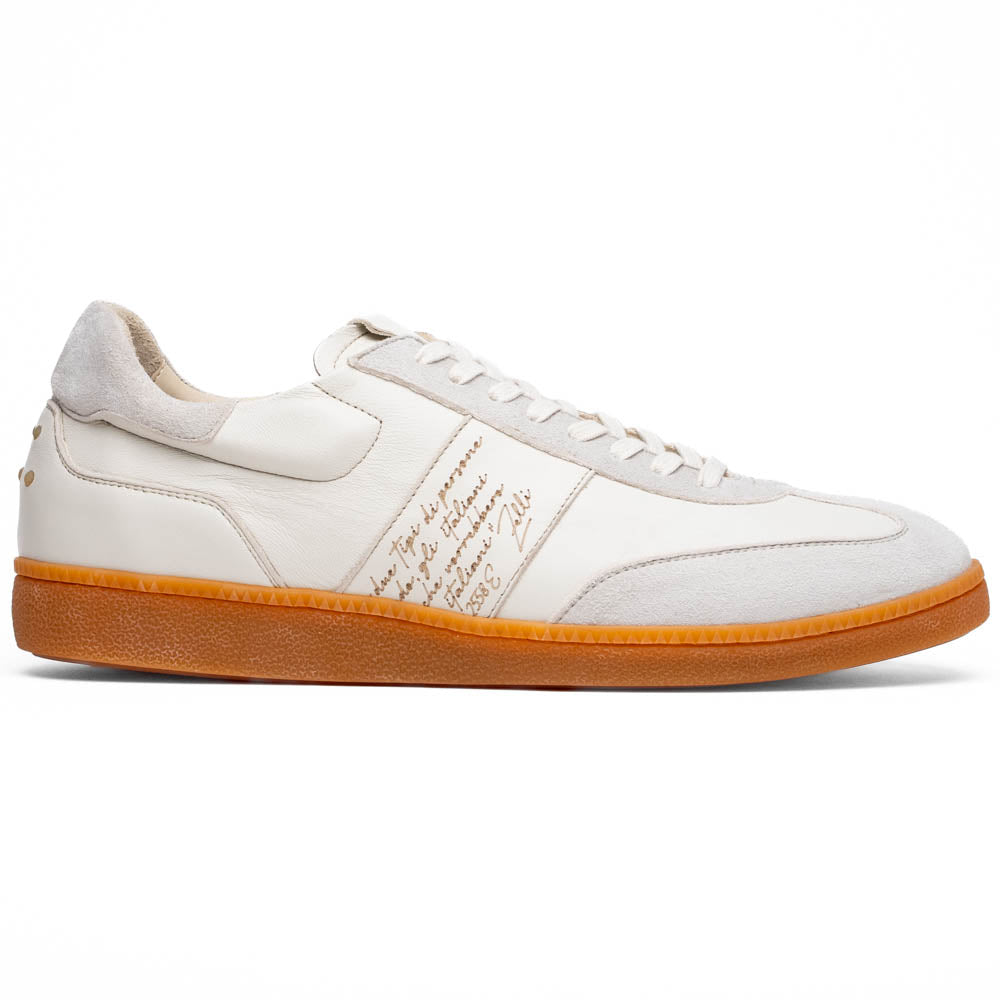Zelli Shizzo Signature Sneaker in White Calfskin and Suede