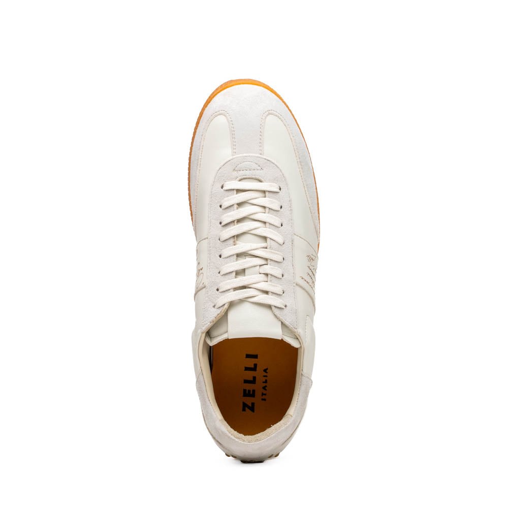 Zelli Shizzo Signature Sneaker in White Calfskin and Suede