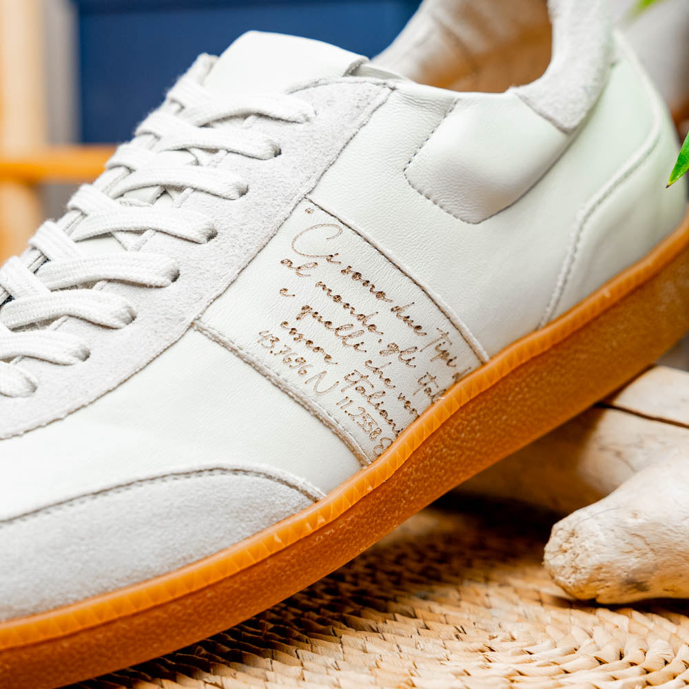 Zelli Shizzo Signature Sneaker in White Calfskin and Suede