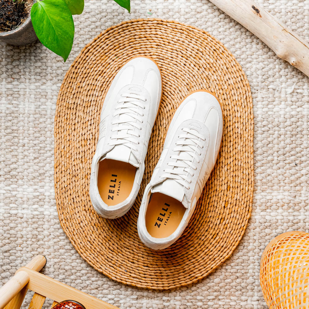 Zelli Shizzo Signature Sneaker in White Calfskin and Suede