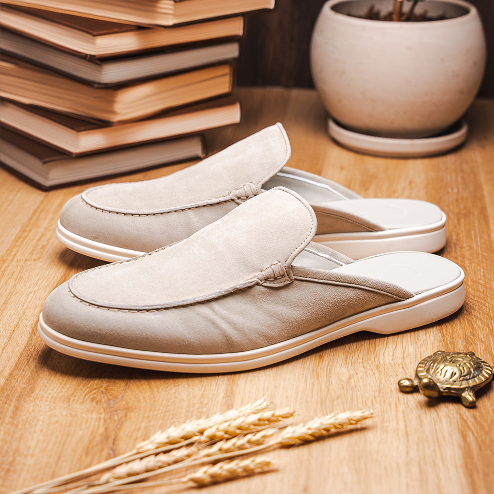 Zelli Soro Sueded Goatskin Slip-On Mule in Grey