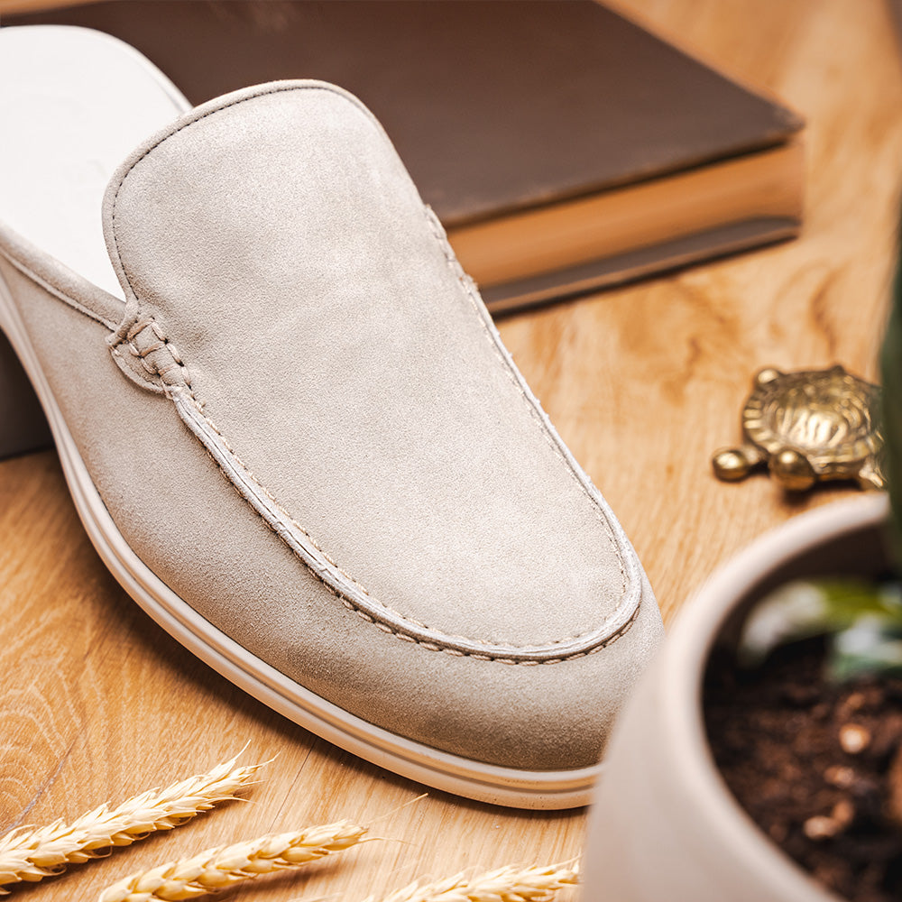 Zelli Soro Sueded Goatskin Slip-On Mule in Grey