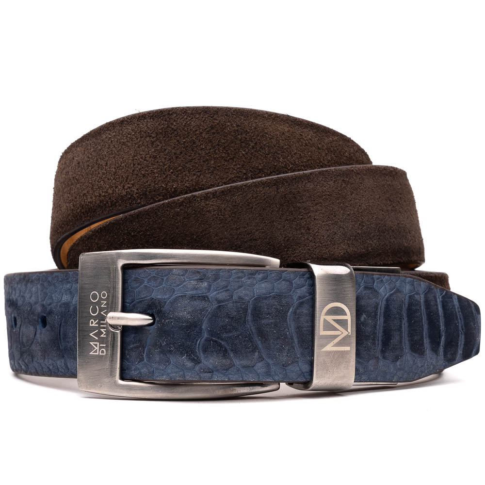 Marco Di Milano Hugo Belt: Navy & Brown Leather Loafer