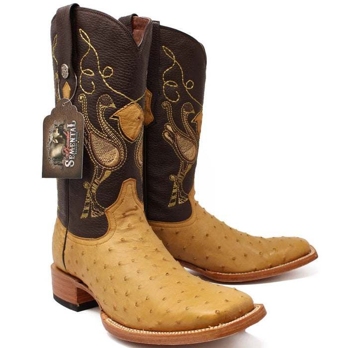 Botas de piel de avestruz con punta cuadrada y pluma auténtica para hombre de Tanner Mark Oryx