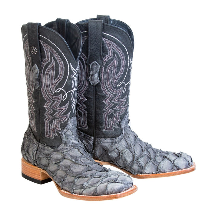 Men's Genuine Monster Fish Square Toe Boots Bone
