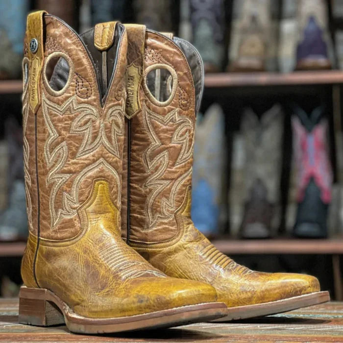 Botas de cuero con punta cuadrada Gus para hombre de Tanner Mark Damiana Tan (naranja)