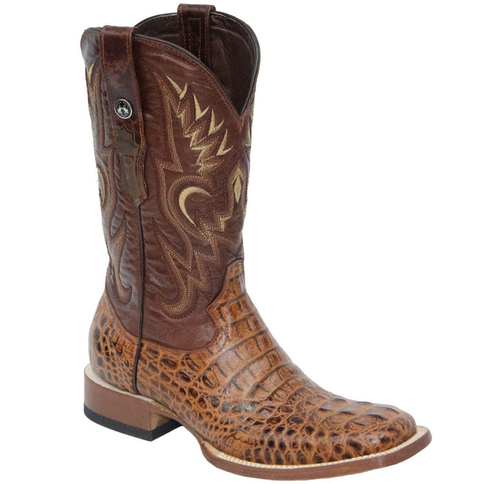 Tanner Mark Men's Print Caiman Hornback Square Toe Boots Brown