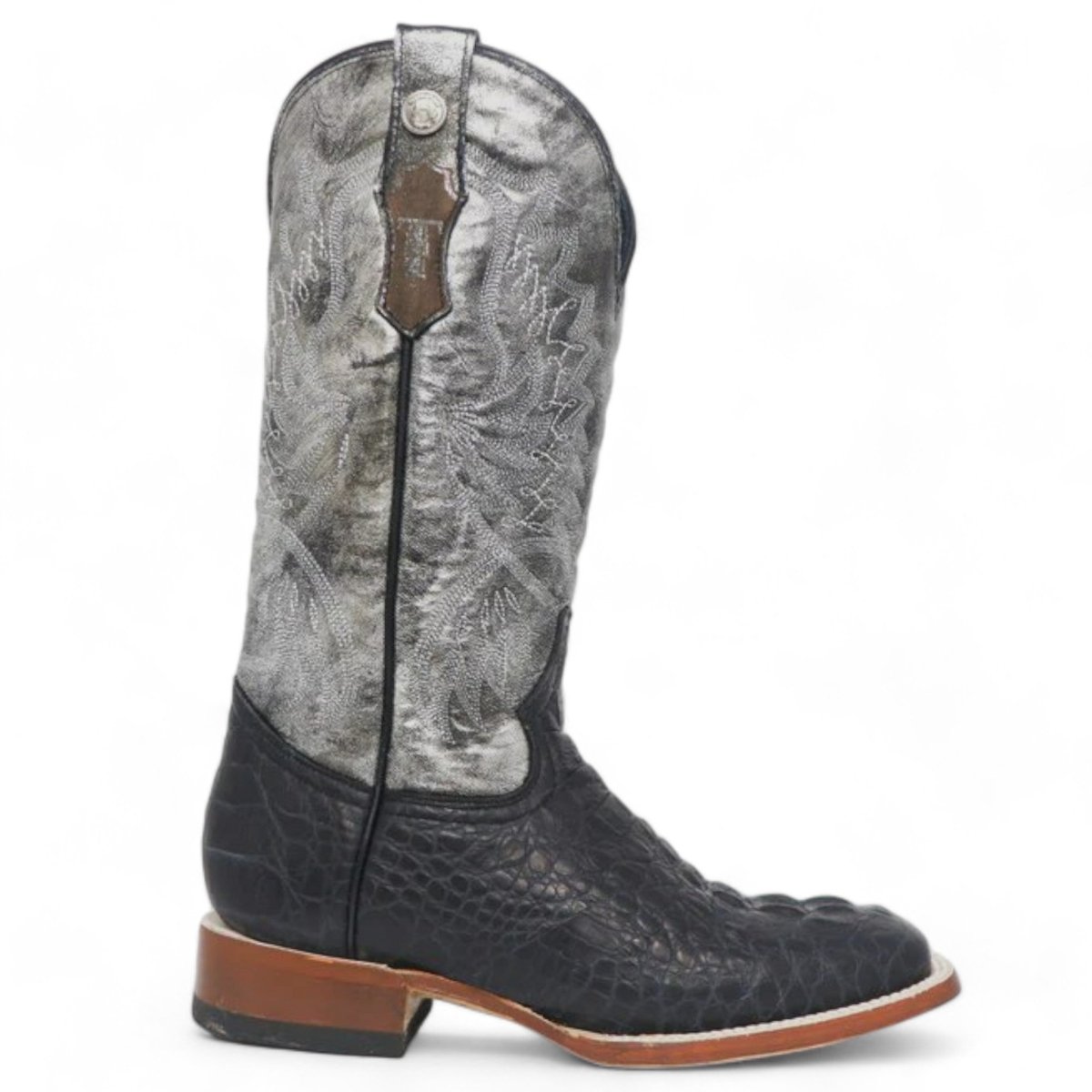 Tanner Mark Women's Amberlyn Print Caiman Hornback Square Toe Boots Black