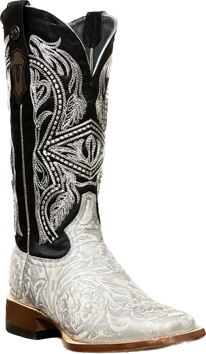 Tanner Mark Women's "Chrome" Saddle Stamp Leather Square Toe Boots