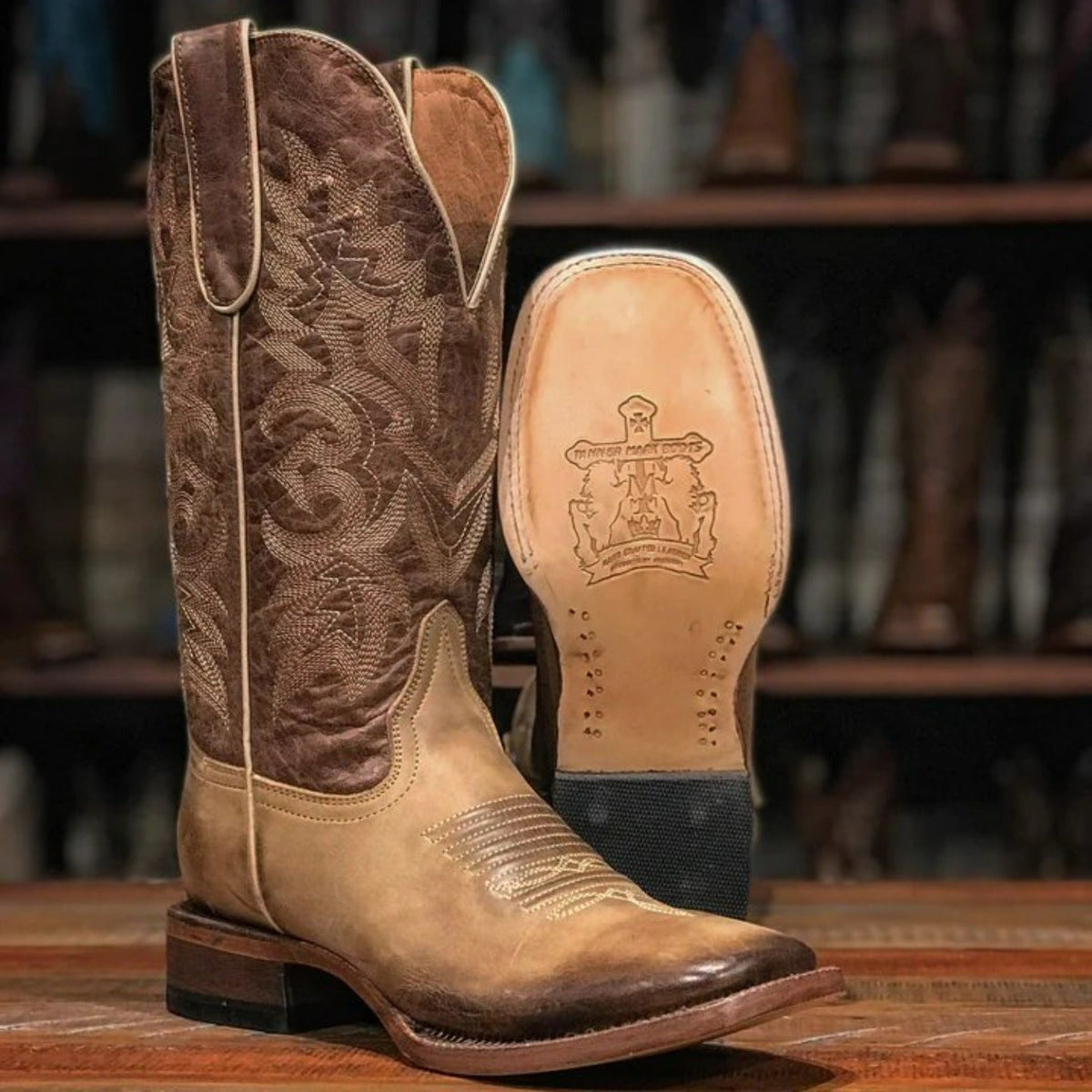 Tanner Mark Women's Jessie Square Toe Leather Boots Sand