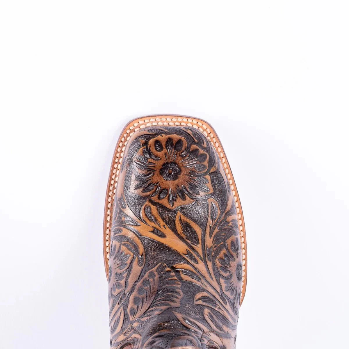 Tanner Mark Women's Jungle Hand Tooled Square Toe Leather Boots Brown