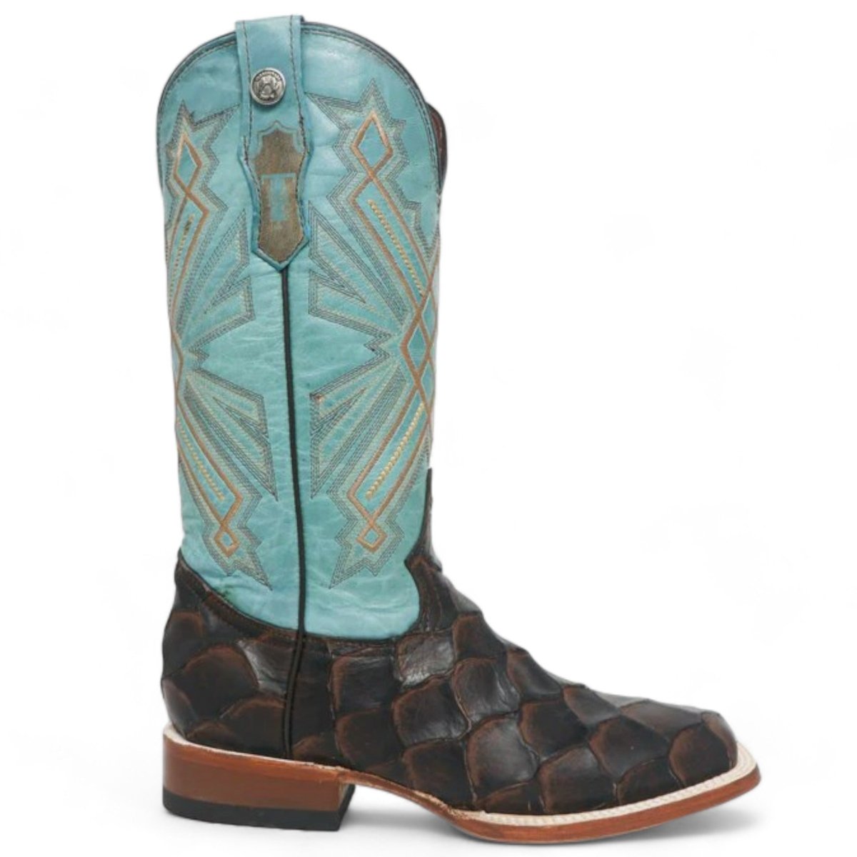 Tanner Mark Women's 'Kaci Mae' Print Monster Fish Square Toe Boots Choco