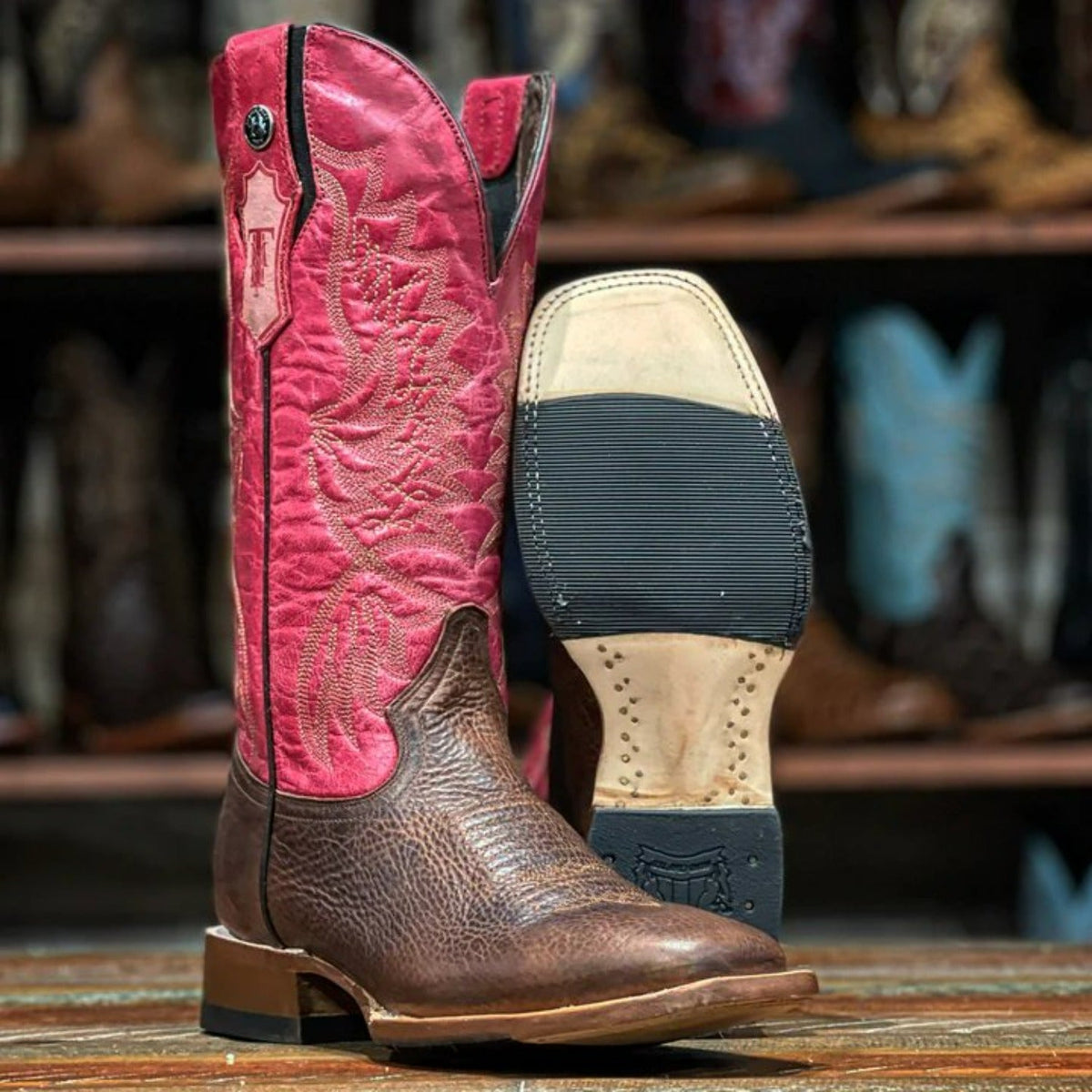 Tanner Mark Women's Leather Square Toe Boots Moka