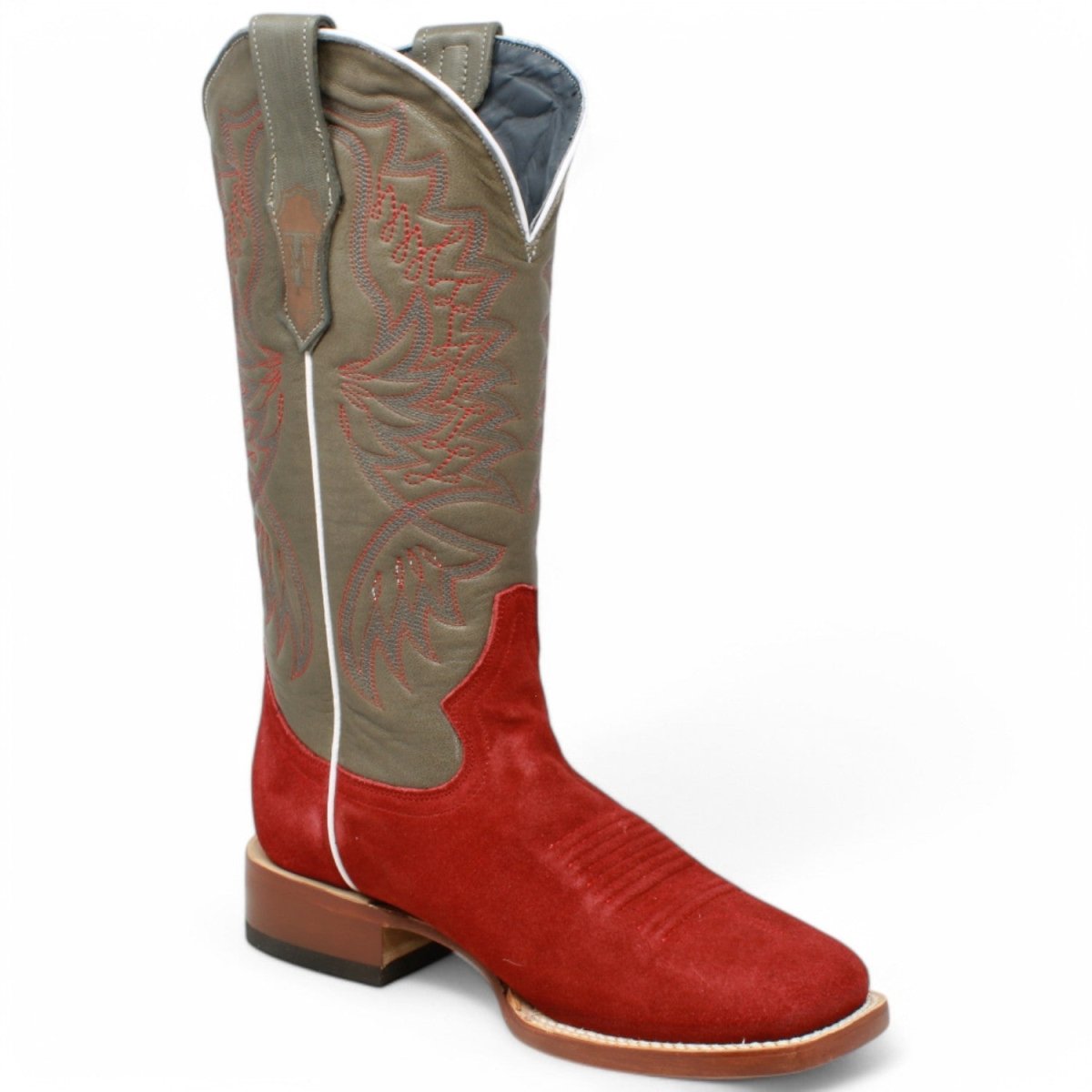 Tanner Mark Women's Leather Square Toe Boots Red