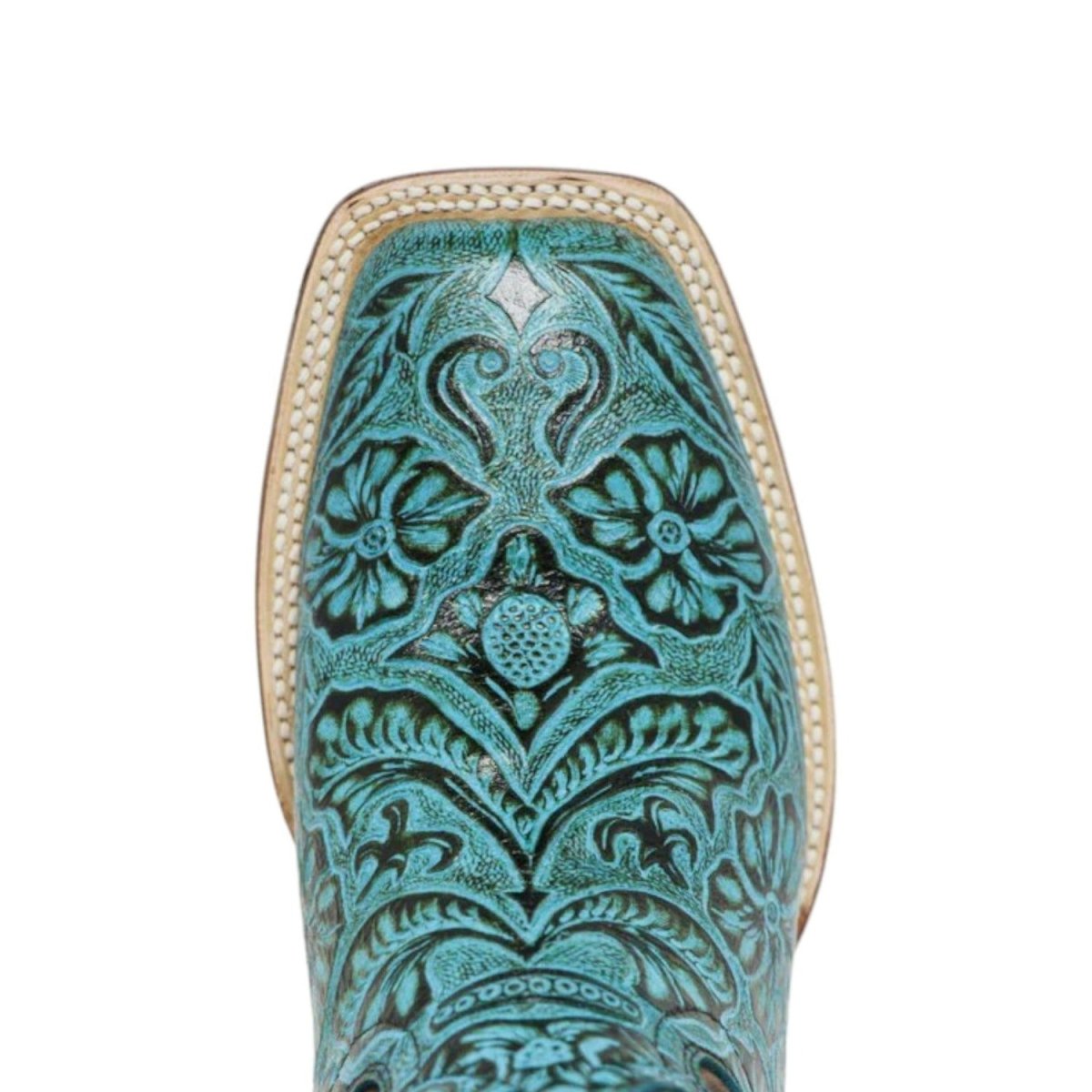 Tanner Mark Women's 'Misty" Hand Tooled Square Toe Leather Boots Turquoise TML207067
